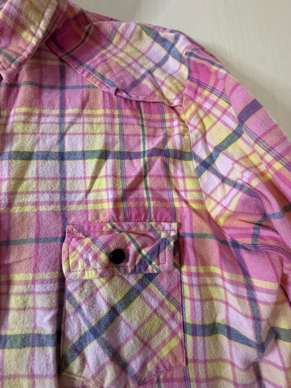 Pink Plaid Button-Down Shirt with Chest Pockets - Picture 10 of 13